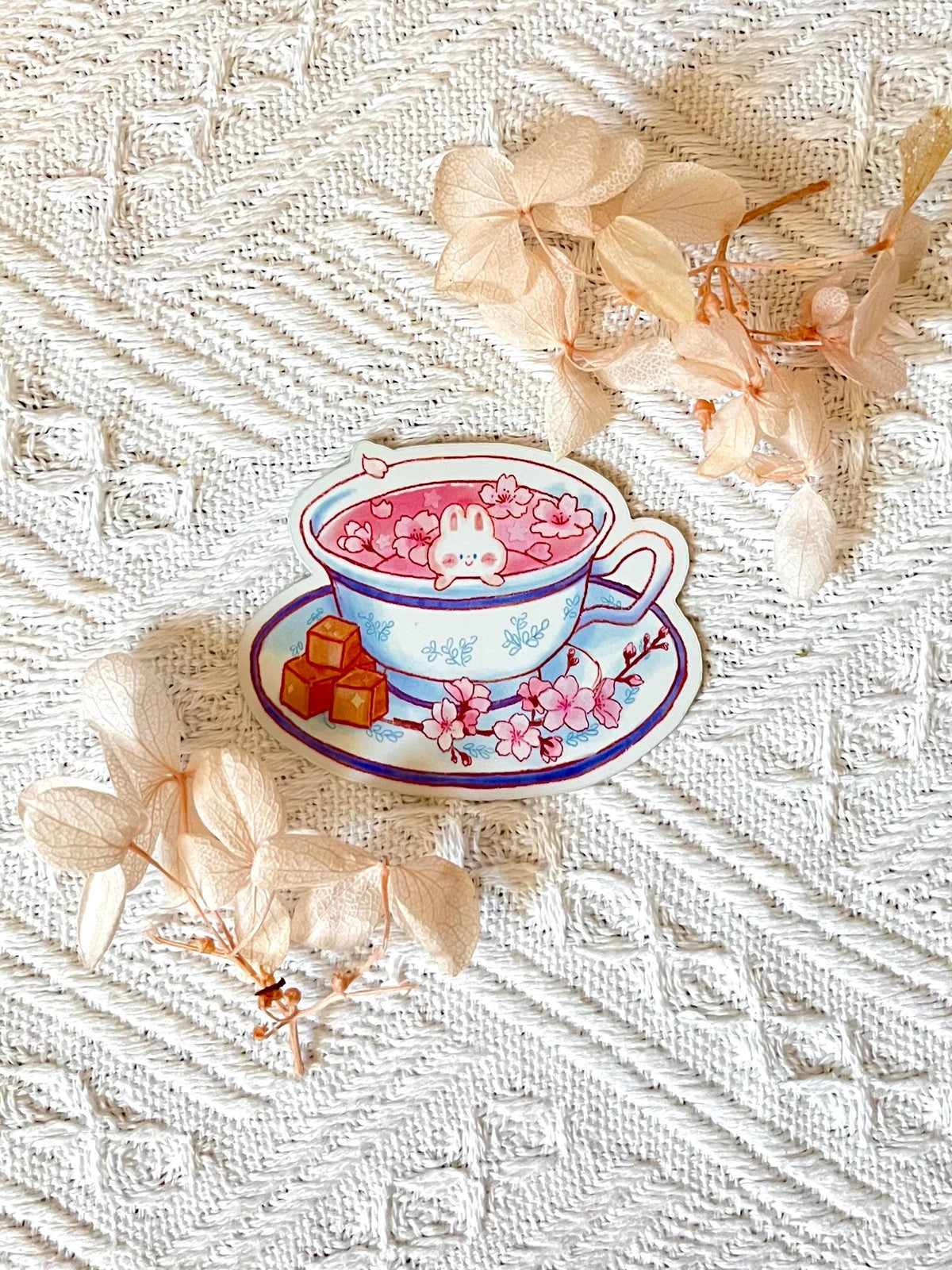 Flower Tea Bunny Holographic Sticker