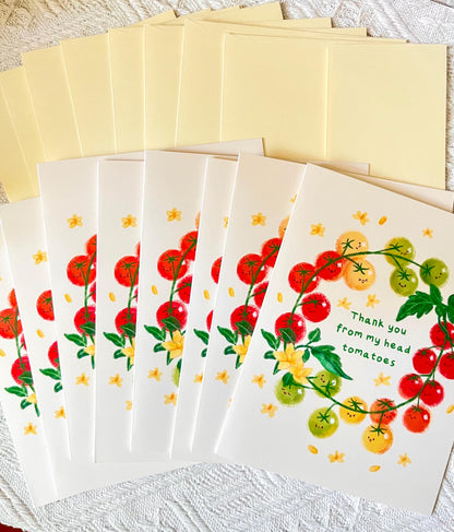 Tomato Thank You Card Set • 8 Cards or 20 Cards (4.25x5.5 in)