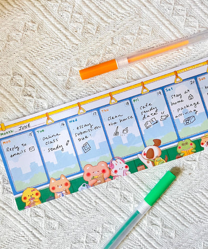 Train Ride Weekly Planner Memo Pad (3x8.5 in)