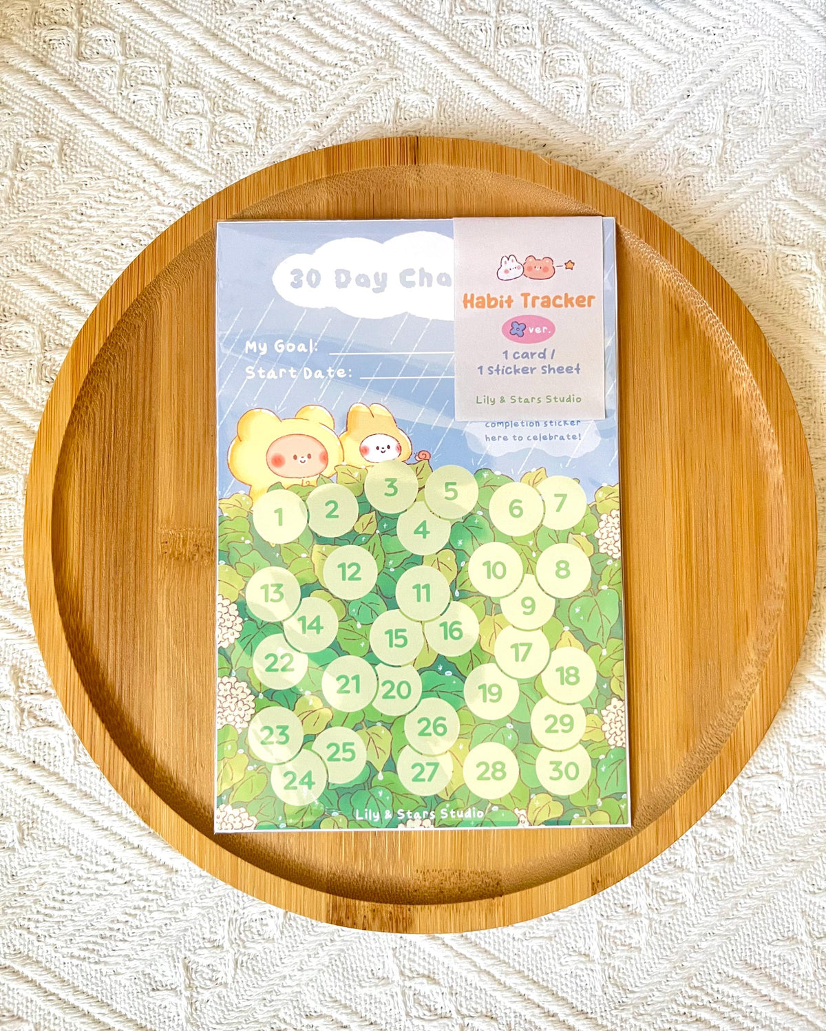 Rainy Hydrangeas Habit Tracker • 30 Day Monthly Goal Challenge with Stickers (4x6 in)