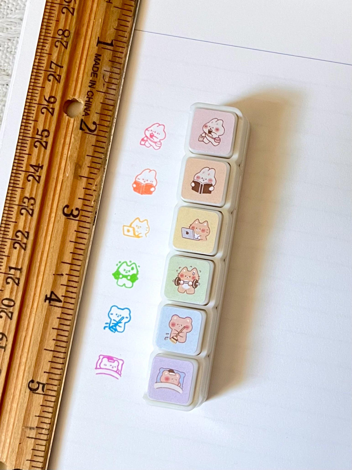 Daily Life Mini Stamp Set • 6 in 1 Self Inking Stamps