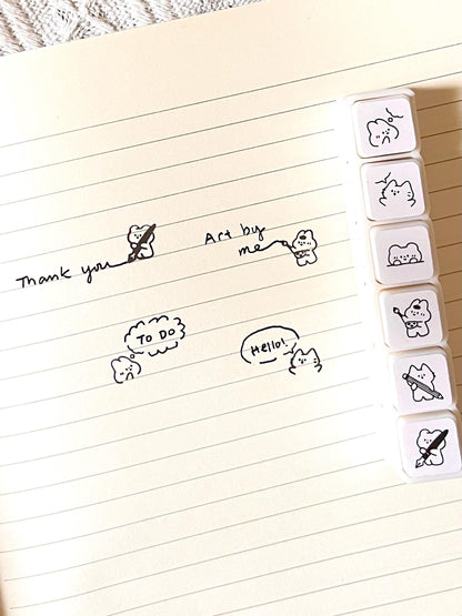 Journaling Mini Stamp Set • 6 in 1 Self Inking Stamps