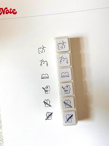 Journaling Mini Stamp Set • 6 in 1 Self Inking Stamps