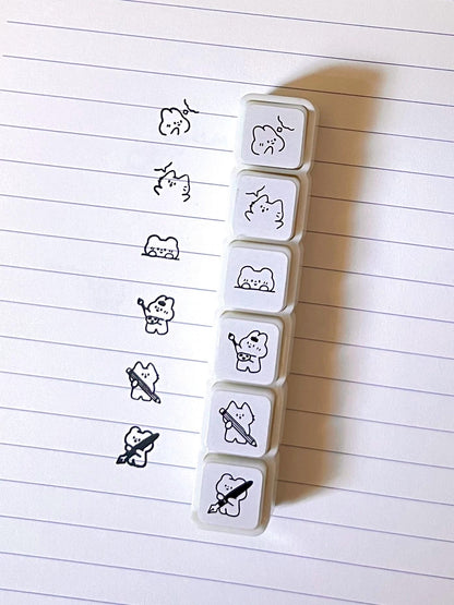 Journaling Mini Stamp Set • 6 in 1 Self Inking Stamps