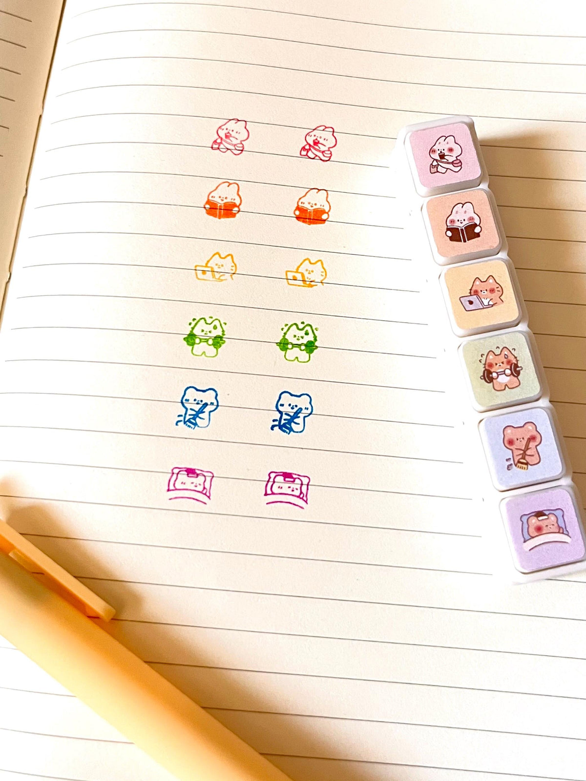 Daily Life Mini Stamp Set • 6 in 1 Self Inking Stamps