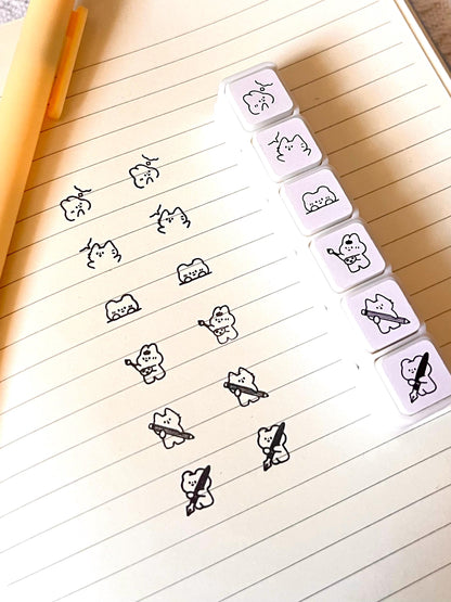 Journaling Mini Stamp Set • 6 in 1 Self Inking Stamps