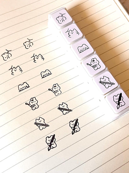 Journaling Mini Stamp Set • 6 in 1 Self Inking Stamps