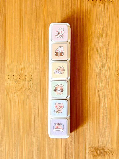 Daily Life Mini Stamp Set • 6 in 1 Self Inking Stamps