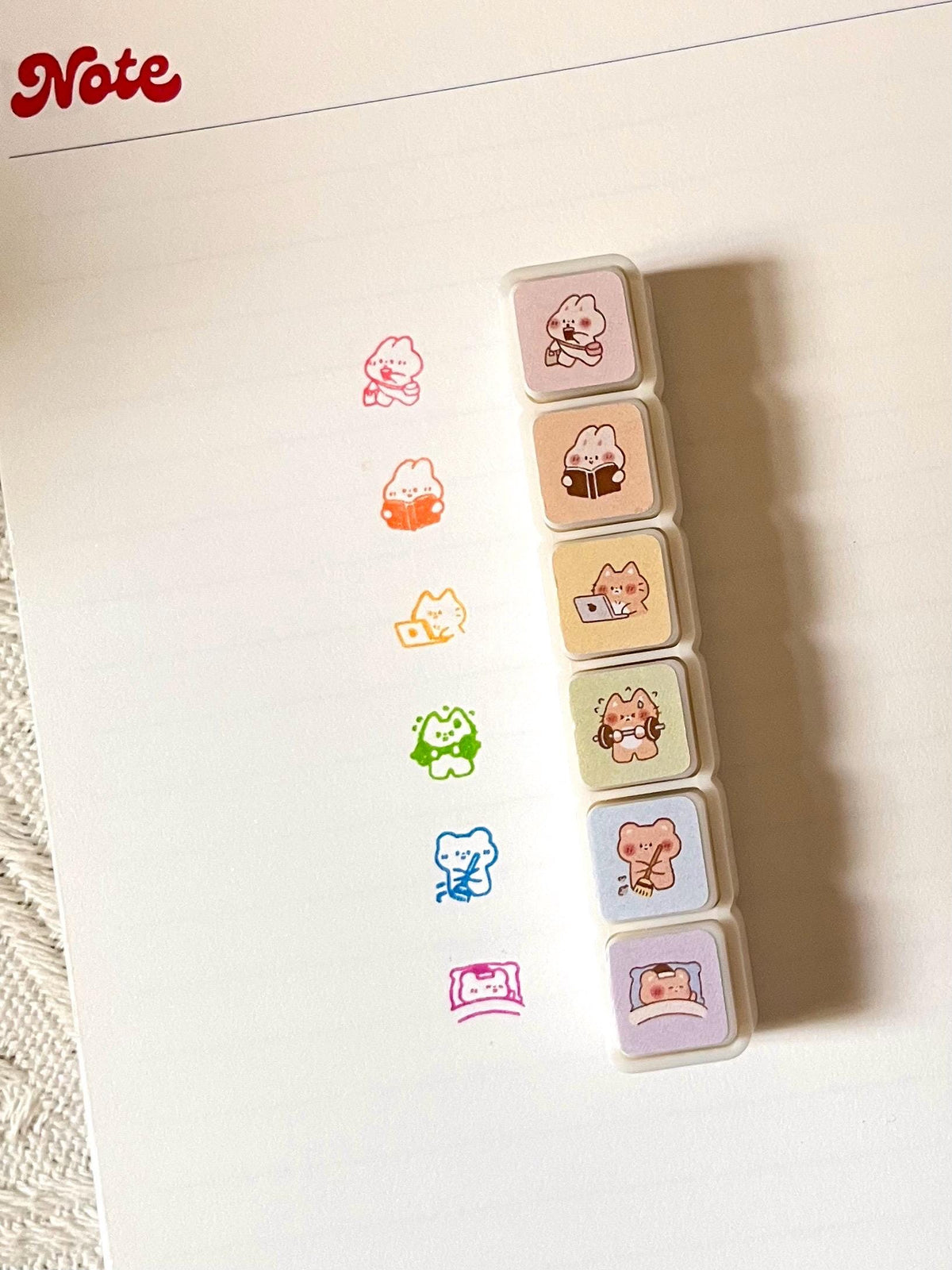 Daily Life Mini Stamp Set • 6 in 1 Self Inking Stamps
