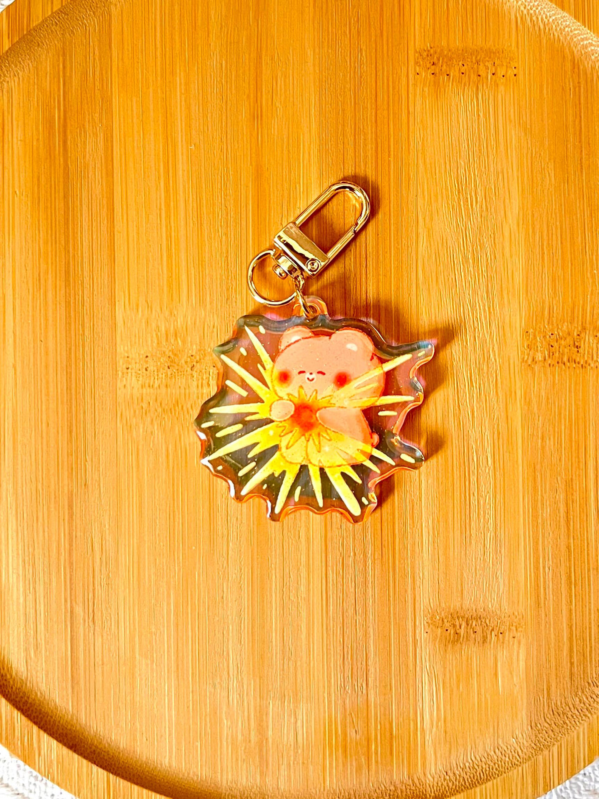 Celestial Buddies Glitter Keychain • Rainbow Holographic Acrylic Charm • Sun Moon Star Planet