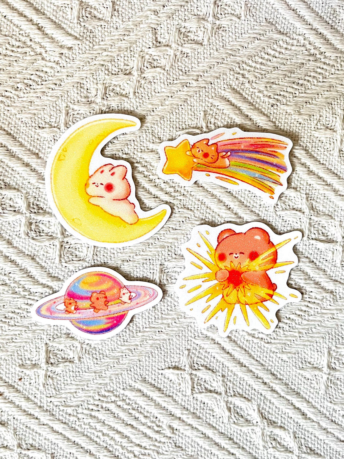 Celestial Buddies Sand Glitter Sticker • Waterproof Die Cut