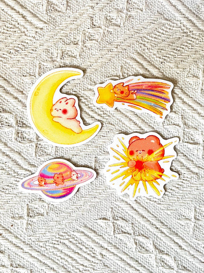 Celestial Buddies Sand Glitter Sticker • Waterproof Die Cut