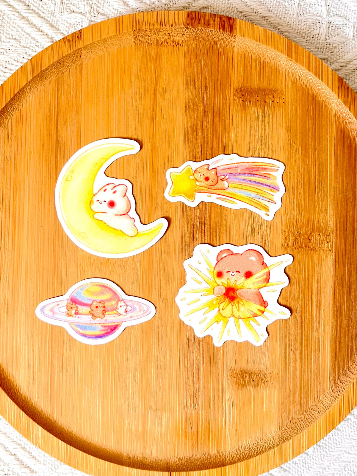 Celestial Buddies Sand Glitter Sticker • Waterproof Die Cut