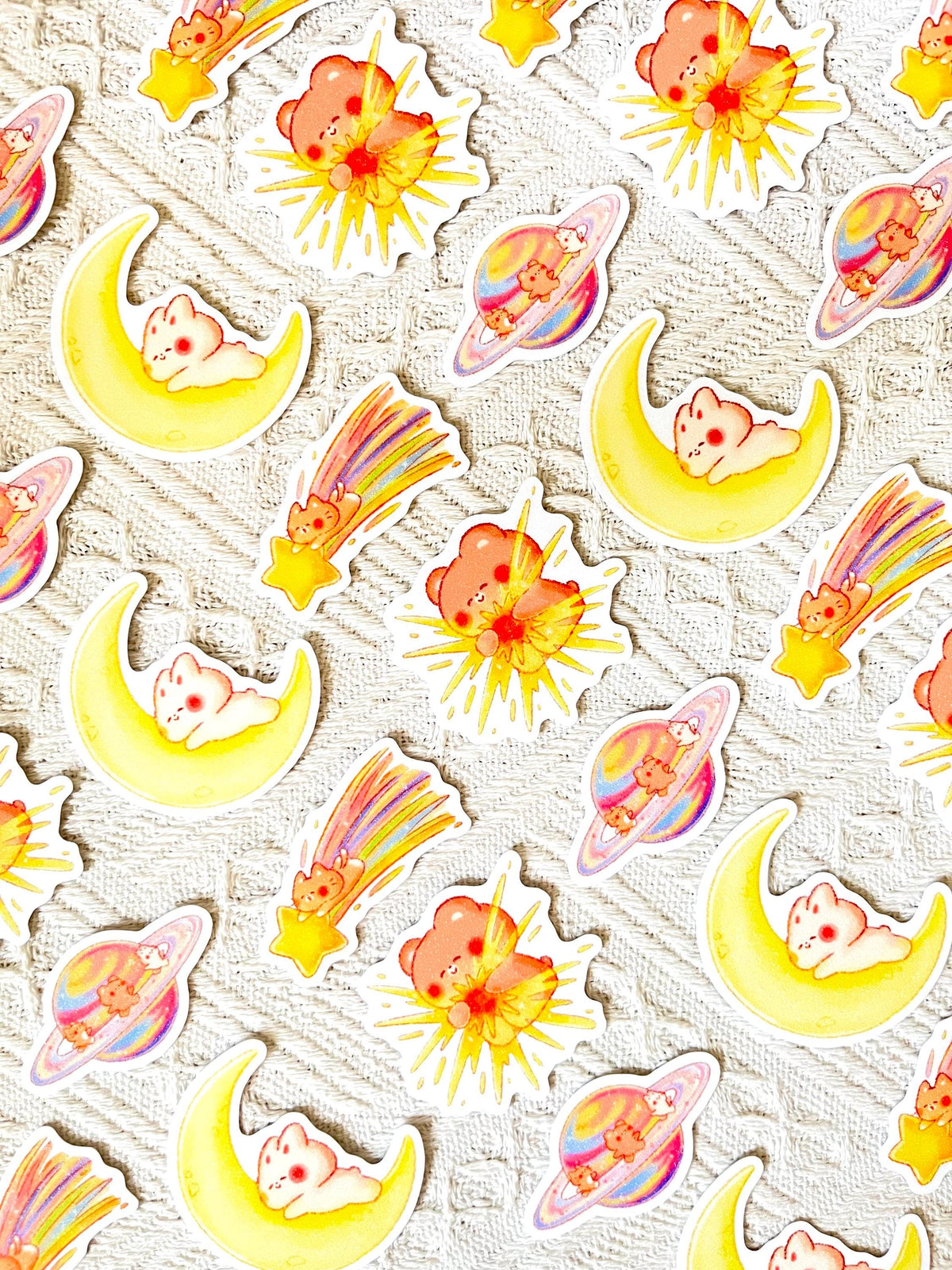 Celestial Buddies Sand Glitter Sticker • Waterproof Die Cut