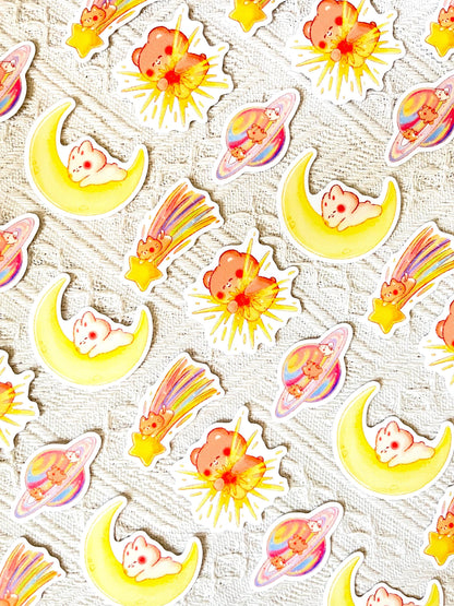 Celestial Buddies Sand Glitter Sticker • Waterproof Die Cut