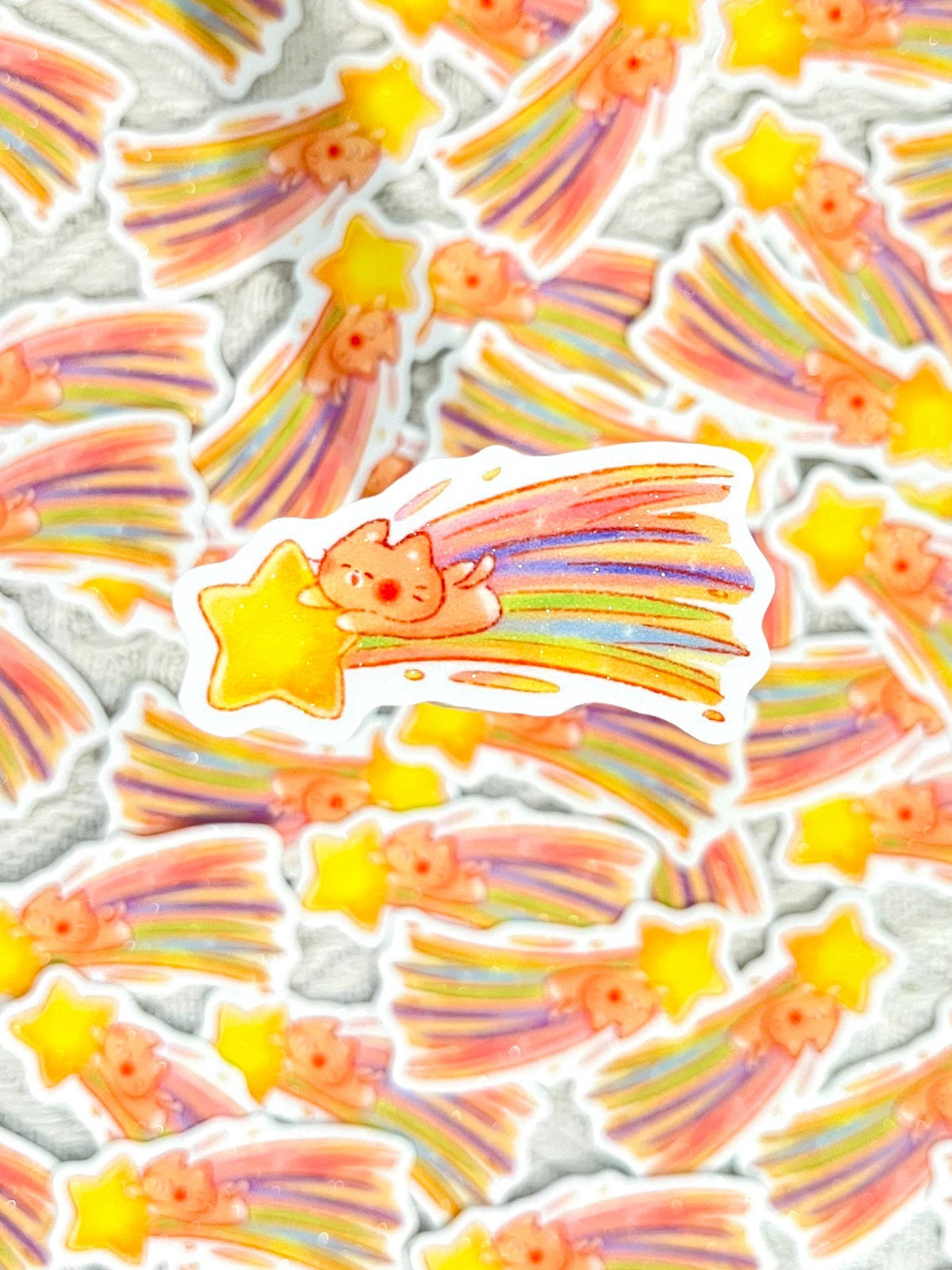 Celestial Buddies Sand Glitter Sticker • Waterproof Die Cut