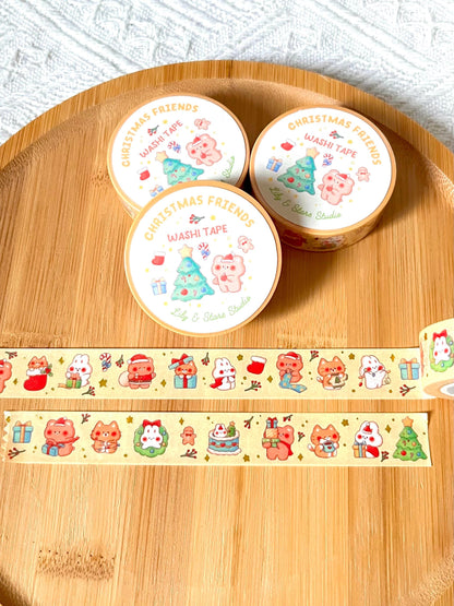 Christmas Gold Foil Washi Tape • Holiday Stationery • Planner Tape (15mm x 10m)