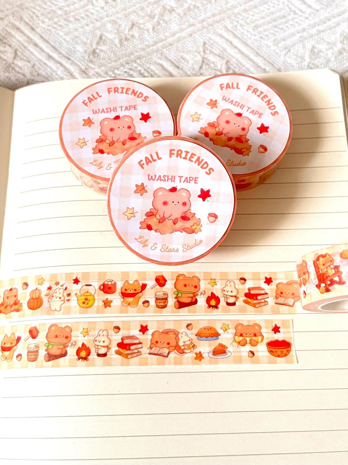 Fall Friends Washi Tape • Cozy Autumn Stationery • Planner Tape (15mm x 10m)