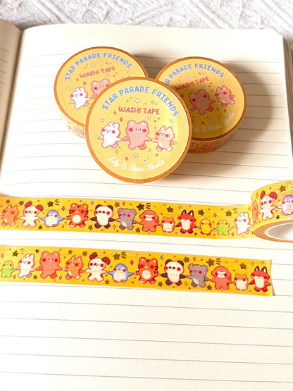Star Parade Gold Foil Washi Tape • Kawaii Stationery • Planner Tape (15mm x 10m)