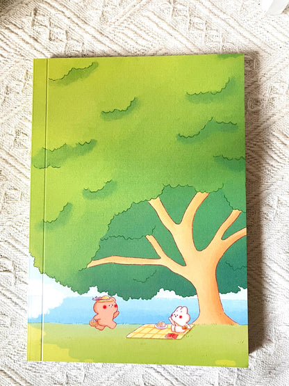 Bunny and Bear A5 Soft Cover Grid Notebook • Kawaii Stationery