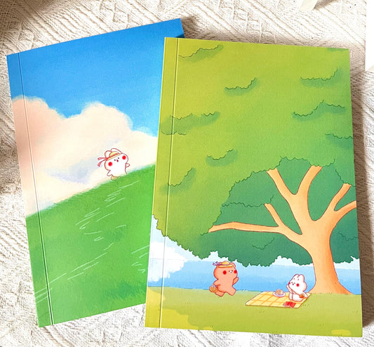 Bunny and Bear A5 Soft Cover Grid Notebook • Kawaii Stationery