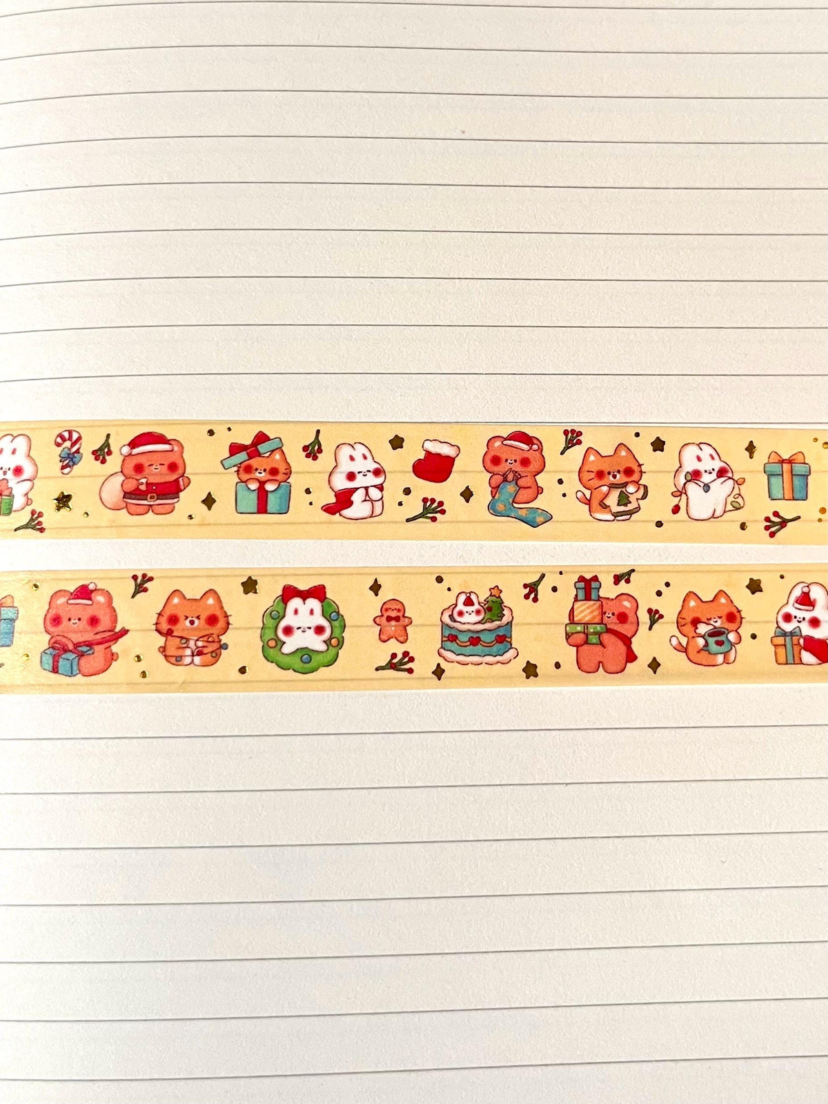 Christmas Gold Foil Washi Tape • Holiday Stationery • Planner Tape (15mm x 10m)