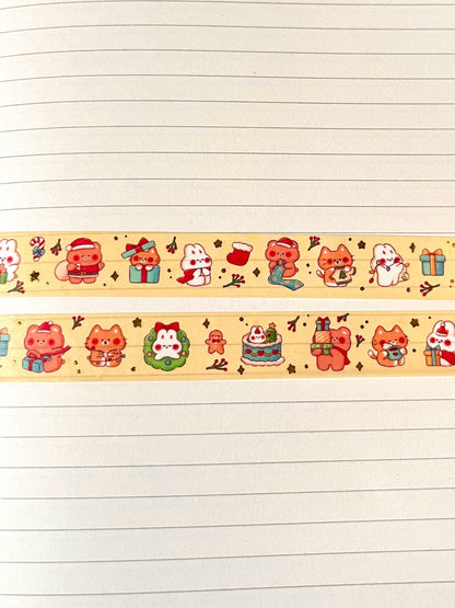 Christmas Gold Foil Washi Tape • Holiday Stationery • Planner Tape (15mm x 10m)