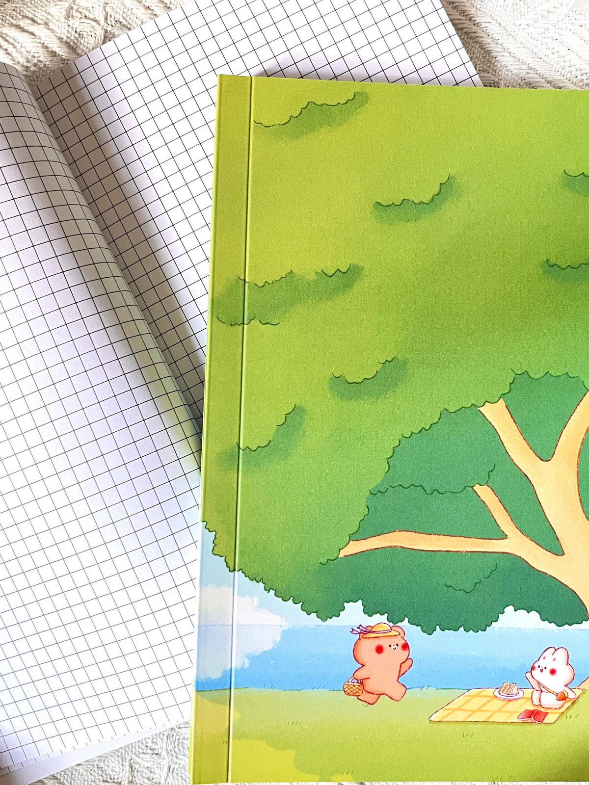 Bunny and Bear A5 Soft Cover Grid Notebook • Kawaii Stationery