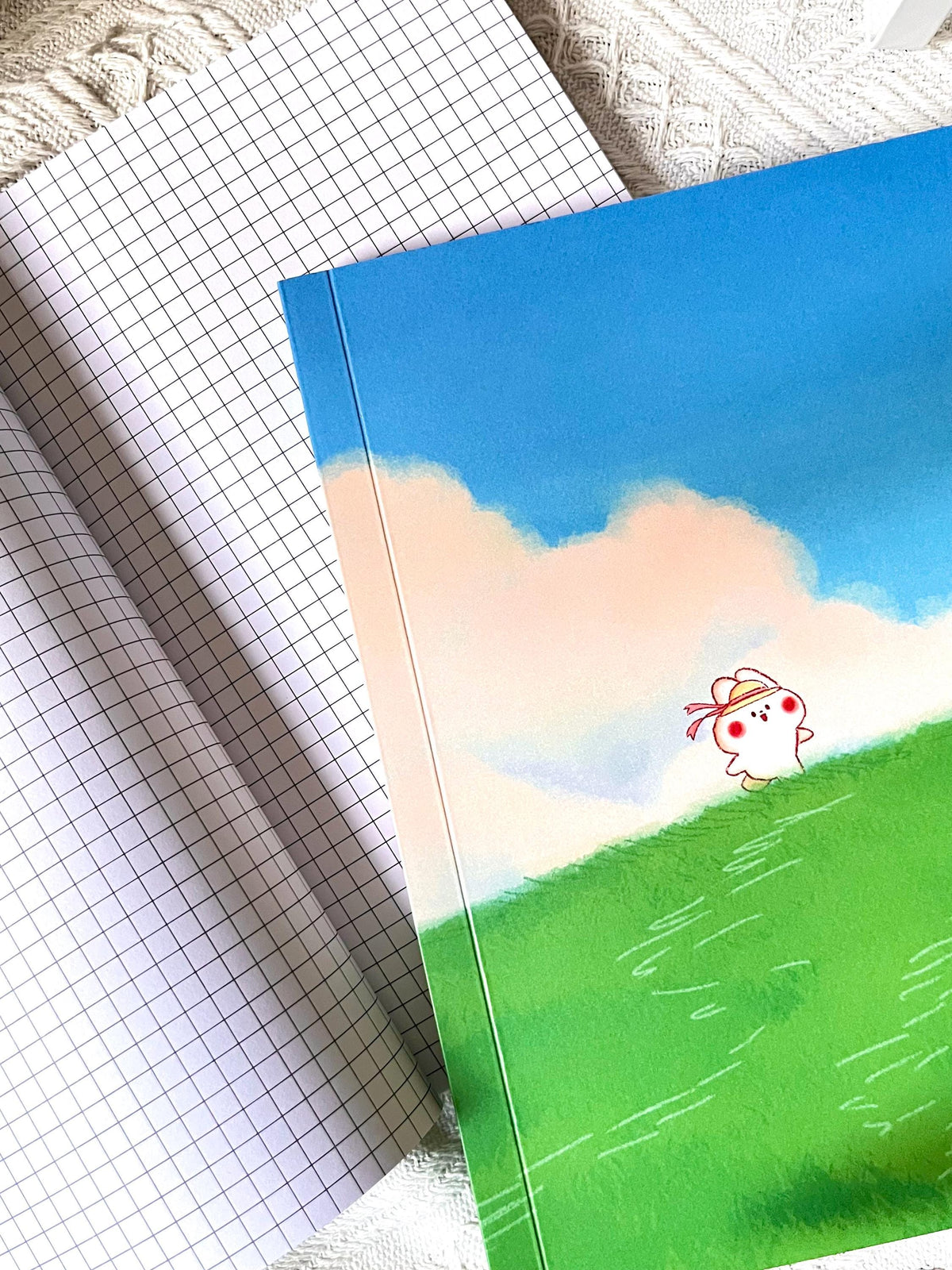 Bunny and Bear A5 Soft Cover Grid Notebook • Kawaii Stationery
