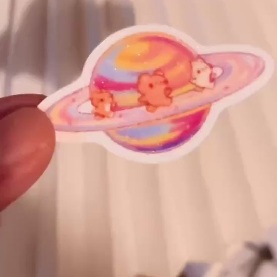 Celestial Buddies Sand Glitter Sticker • Waterproof Die Cut