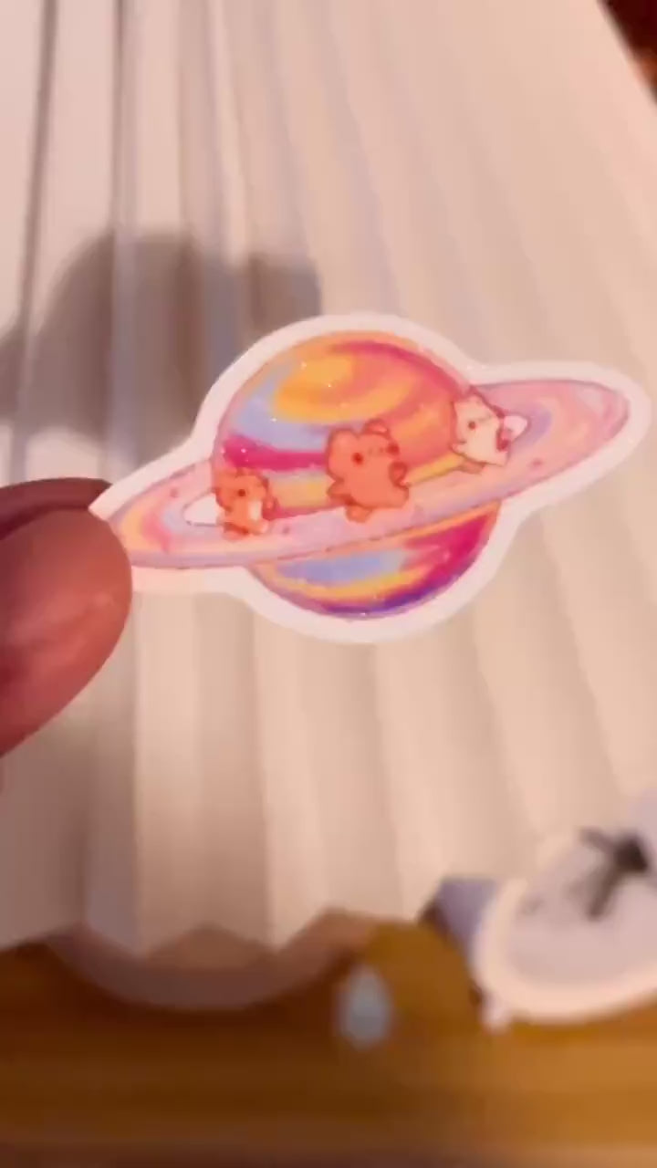 Celestial Buddies Sand Glitter Sticker • Waterproof Die Cut